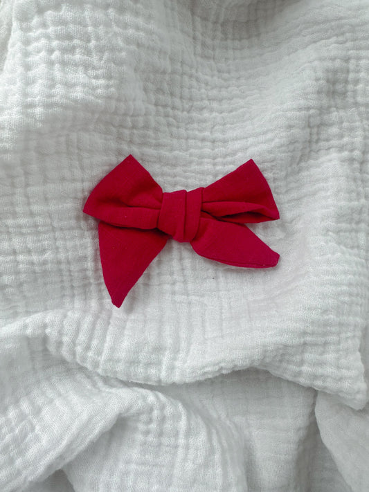 Cranberry Red | Linen Bow clip