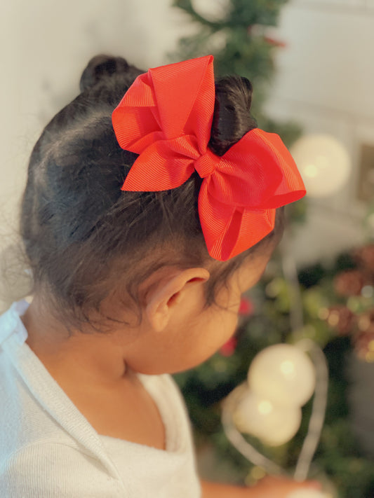 Christmas Red - XL Ribbon Bow Clip