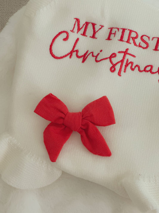 Rudolph Red | Linen Bow Clip