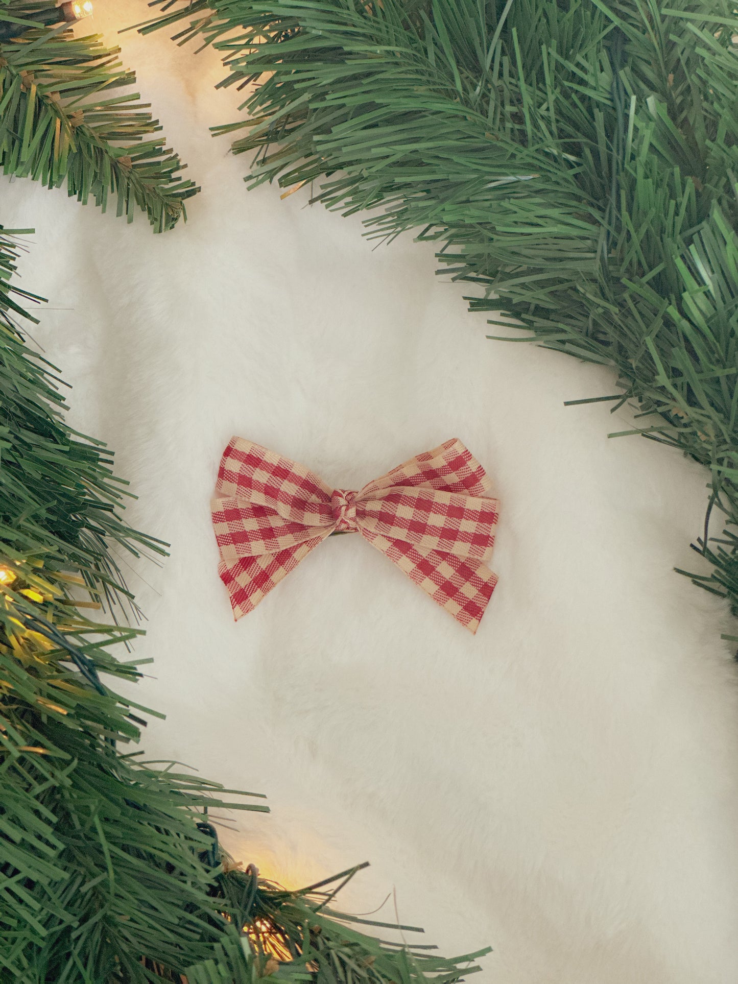 Gingham Red | Ribbon Bow Clip